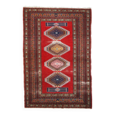Tapis vintage fait main Bukhara ouzbek 128cm x 199cm (1960s)