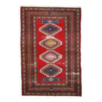 Tapis vintage fait main Boukhara ouzbek 128cm x 199cm (années 1960)