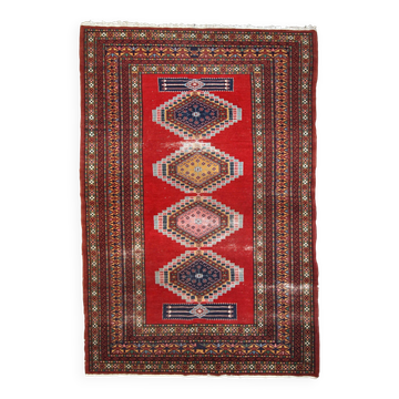 Tapis vintage fait main Bukhara ouzbek 128cm x 199cm (1960s)