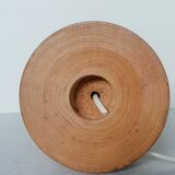 Turned wood lamp with free lampshade