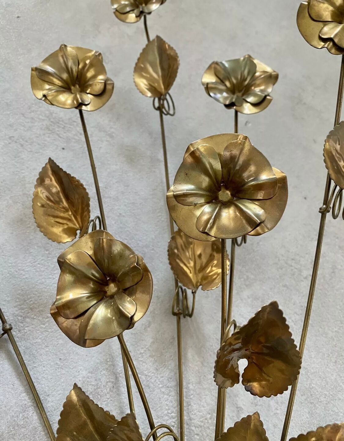 Wall lamp golden brass flowers style Hollywood Regency year 70