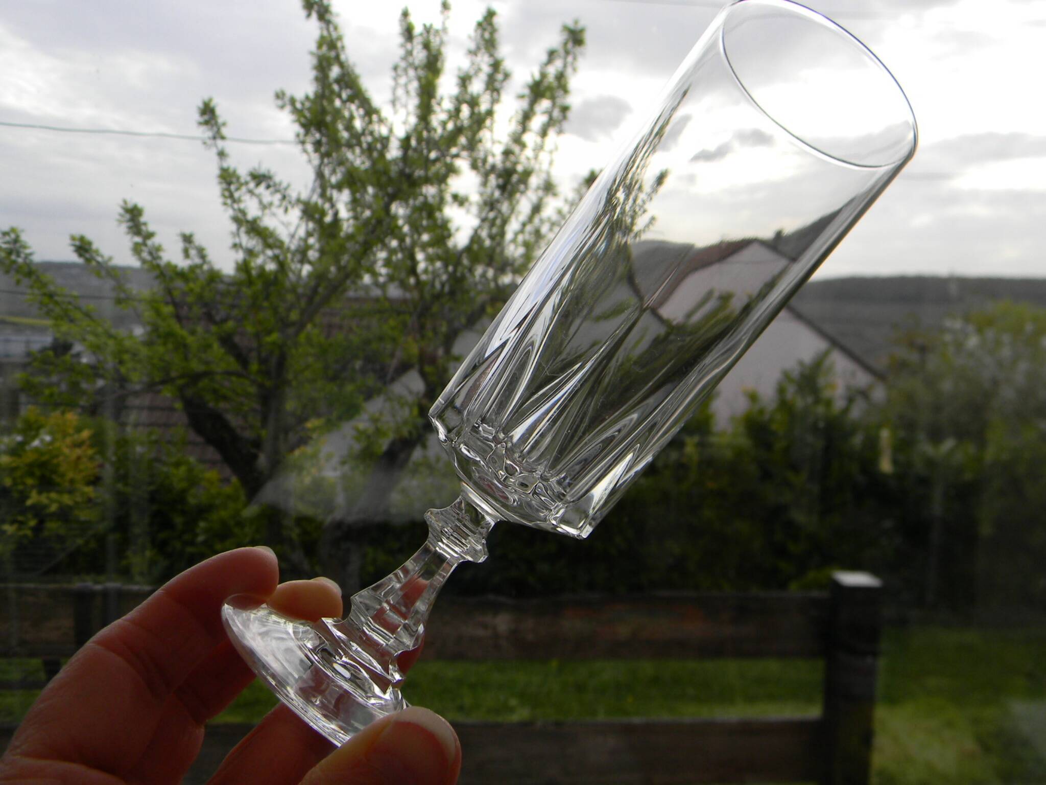 6 crystal champagne flutes from ARQUES. LOUVRE model.