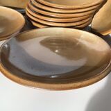 11 Dessert plates Brenne, speckled with caramel