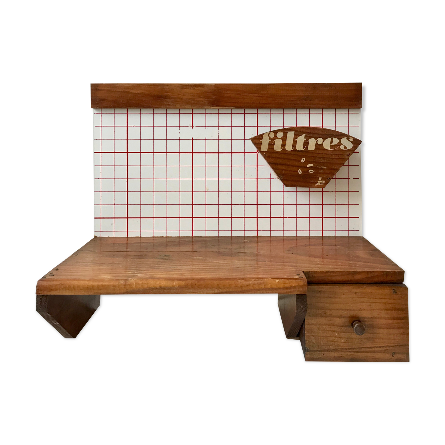 Vintage pine coffee kitchen shelf 70s