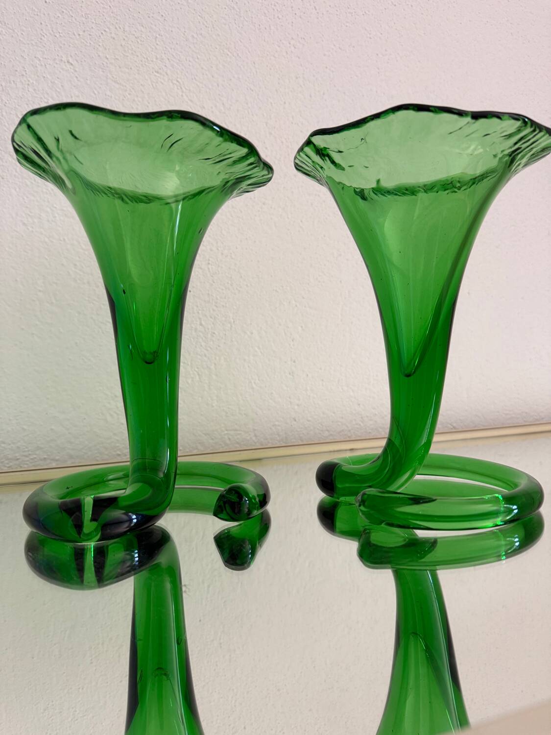 Blown glass cone vases from the 60s
