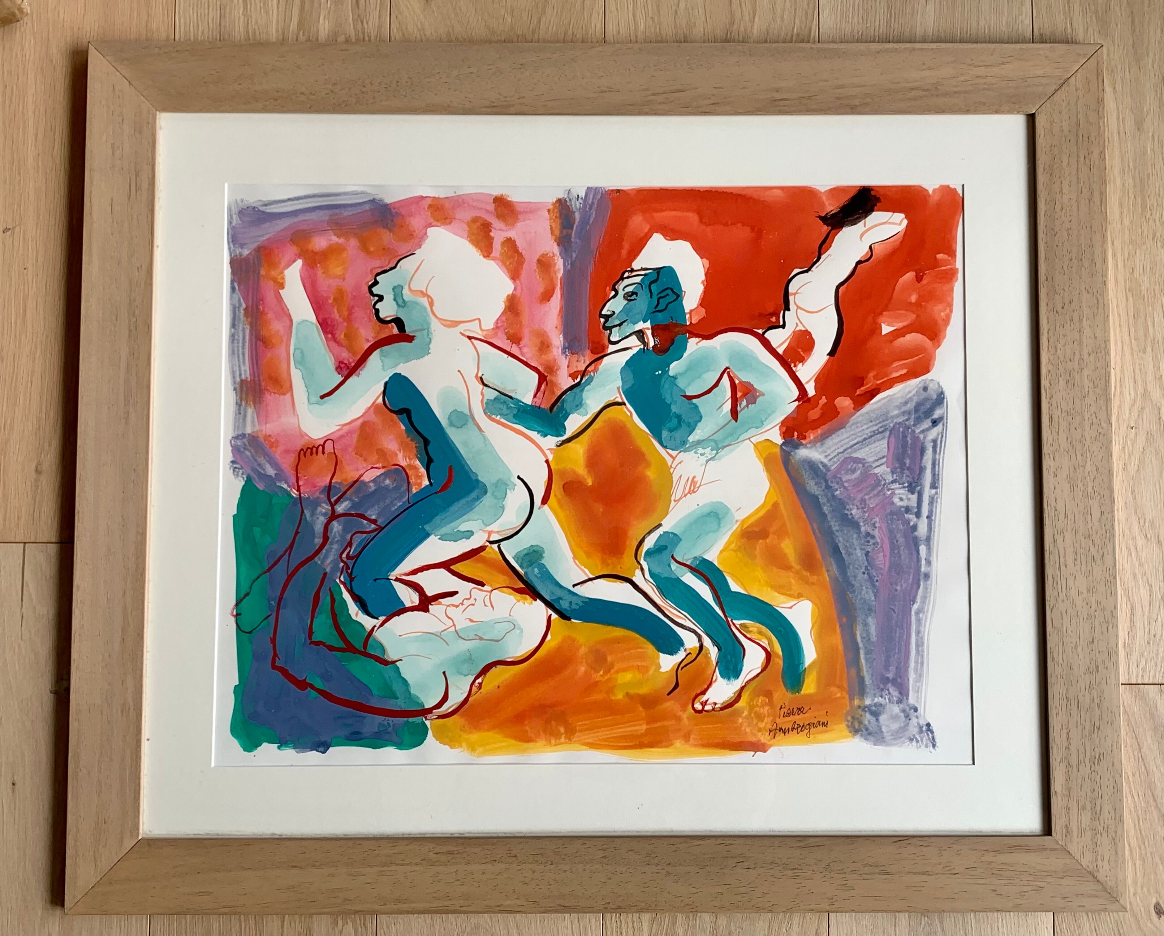 Painting "the Satyrs" by Pierre Ambrogiani, expressionist painter from Marseille