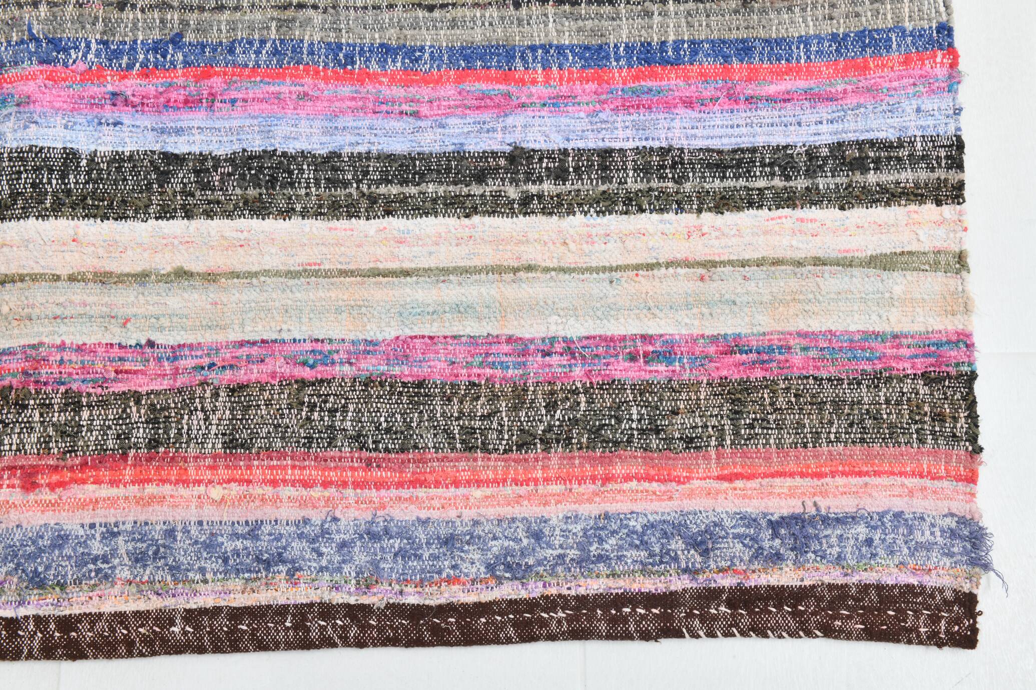 Multicolor Striped Modern Kilim Rug, 161x220Cm