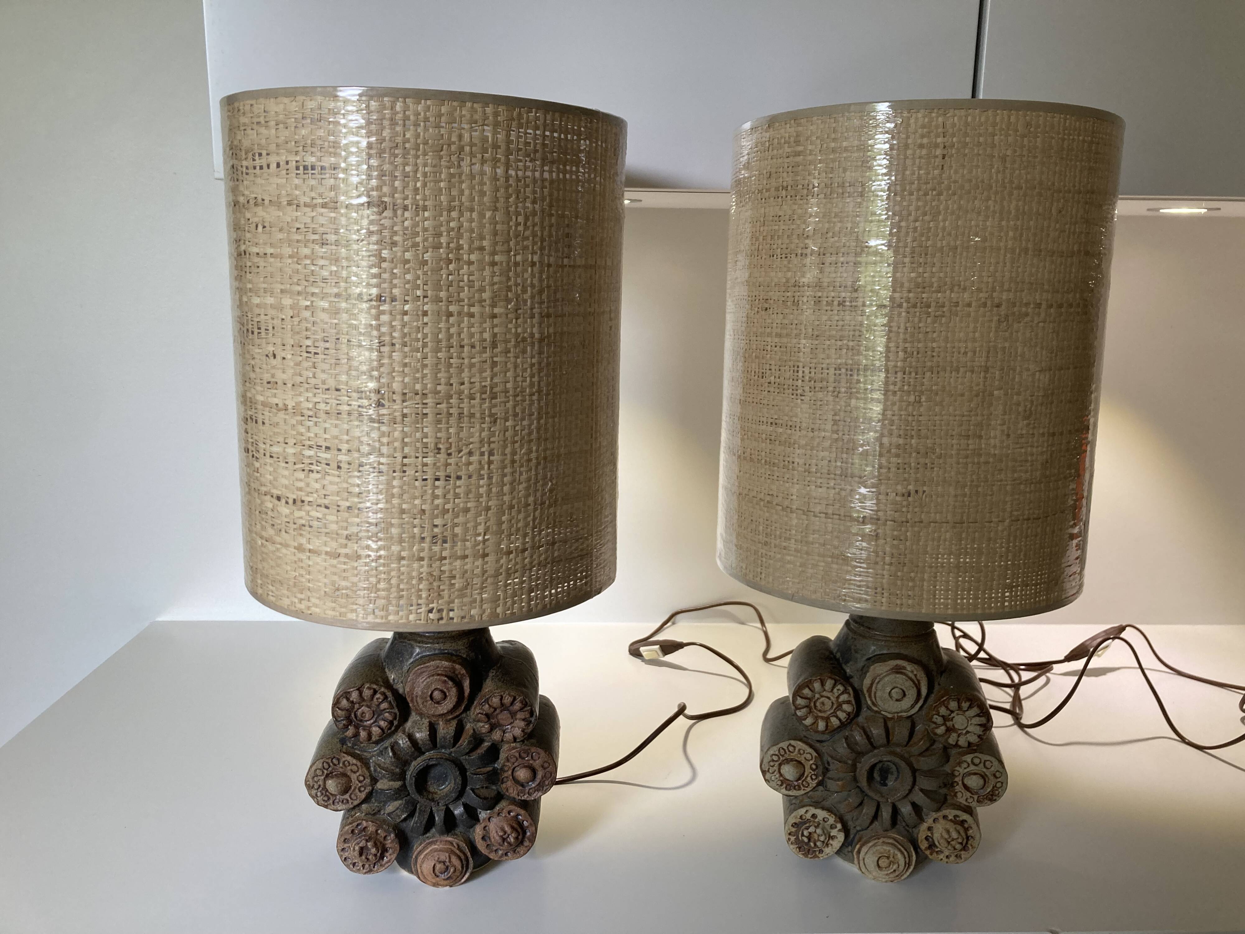 Pair of Bernard Rooke lamps, 1970