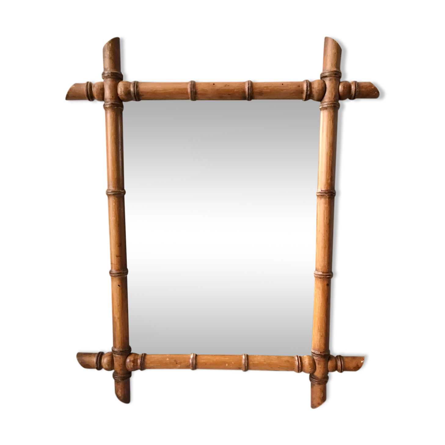 Wooden barber mirror style bamboo years 1920-1930 53 x 67 cm