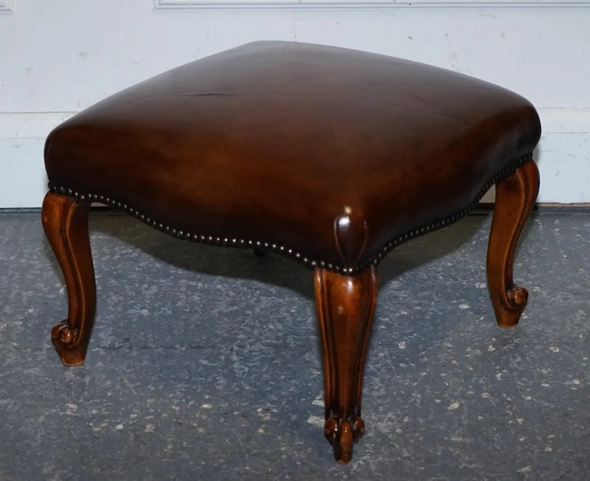 Victorian Chesterfield Leather Dyed Armchair and Ottoman Set