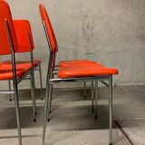 Lot 5 Vintage Skaï Red and Chrome Chairs
