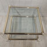 Table basse laiton, verre biseauté et altuglas