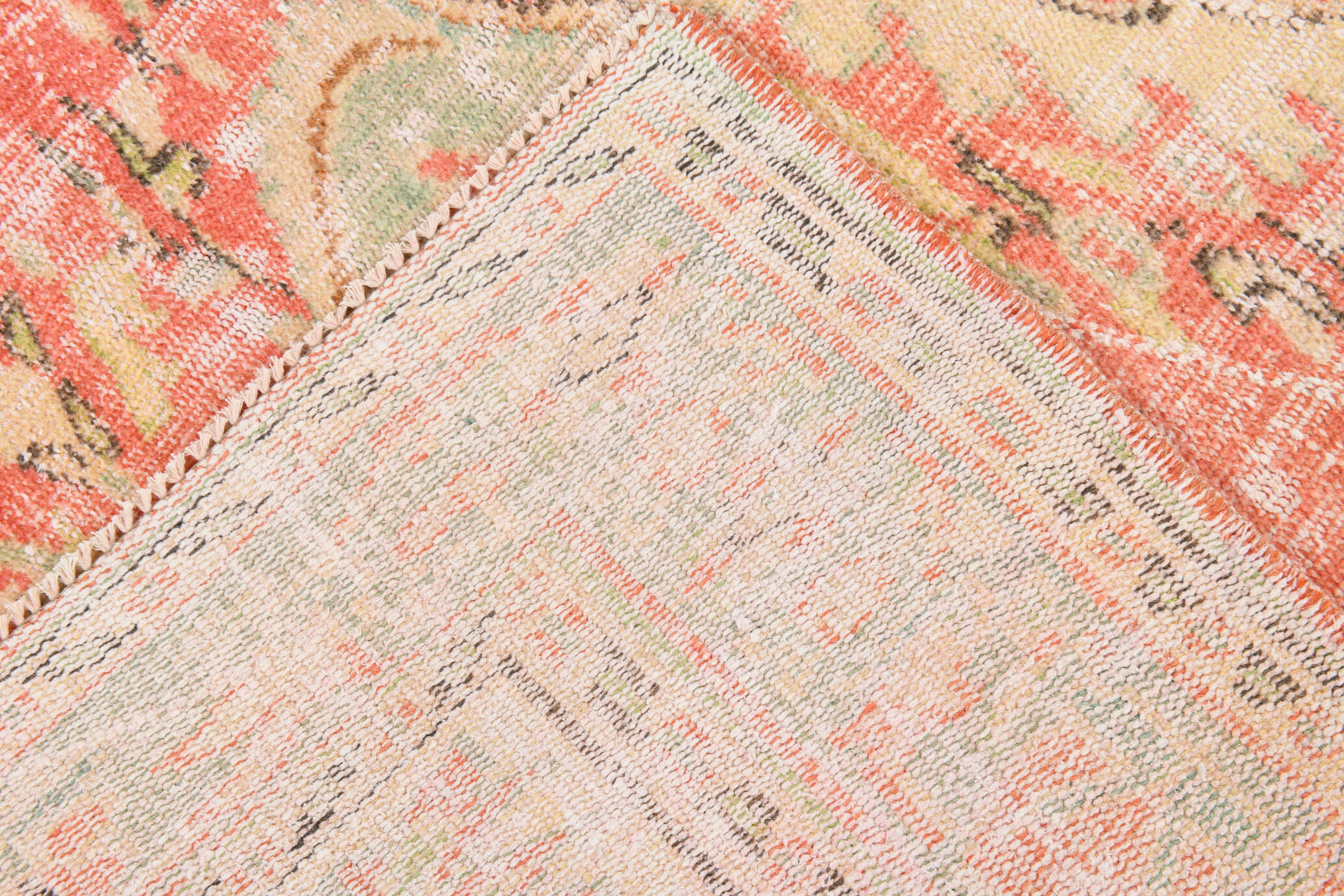 Peach red & beige handmade vintage rug, 175x251cm