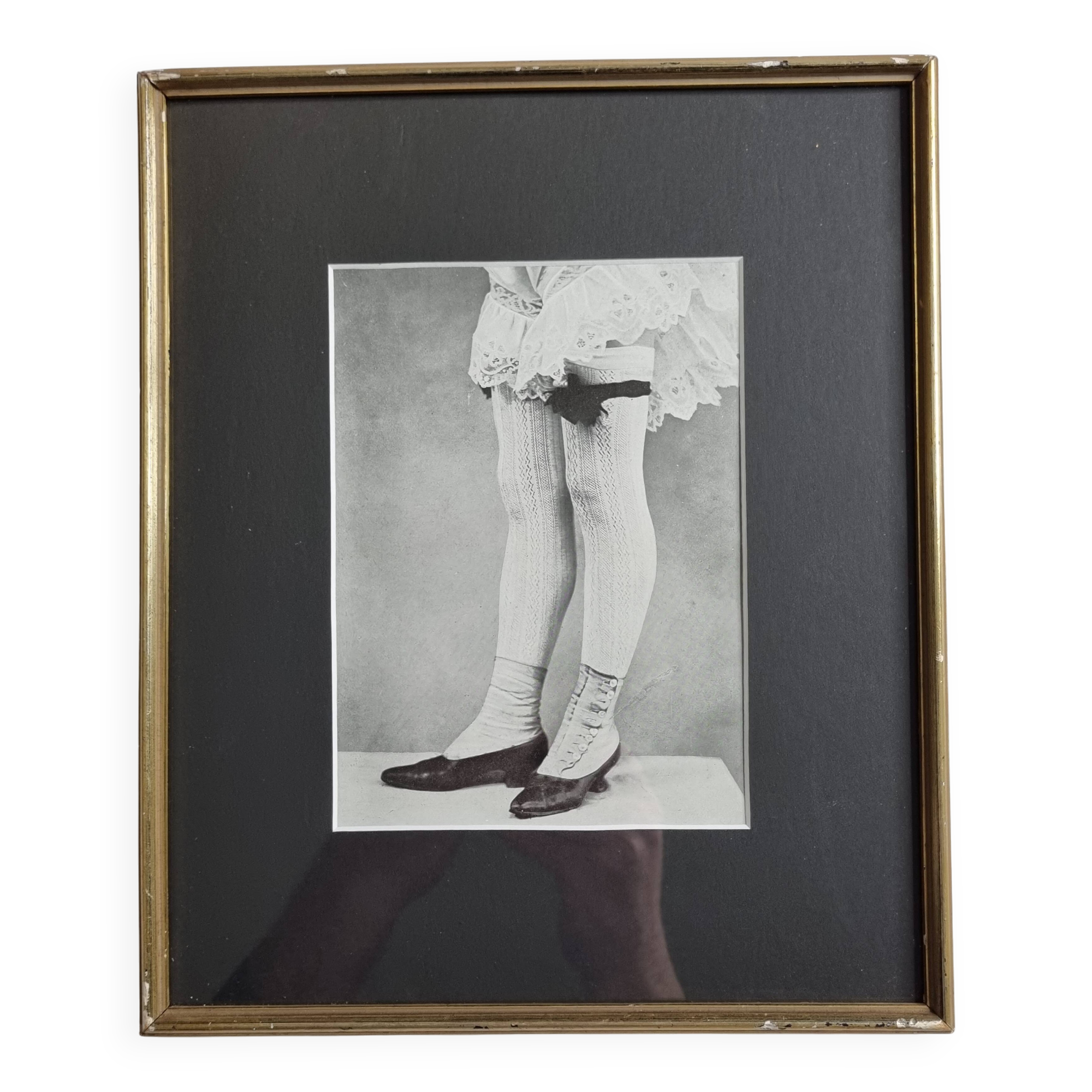 Original photogravure on glossy paper, Model in stockings and shoes 1900