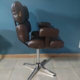 Fauteuil de barbier / bureau pivotant 1960 cuir et chrome