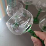 Set of 5 Alsatian liqueur glasses in chiseled crystal with twisted stem
