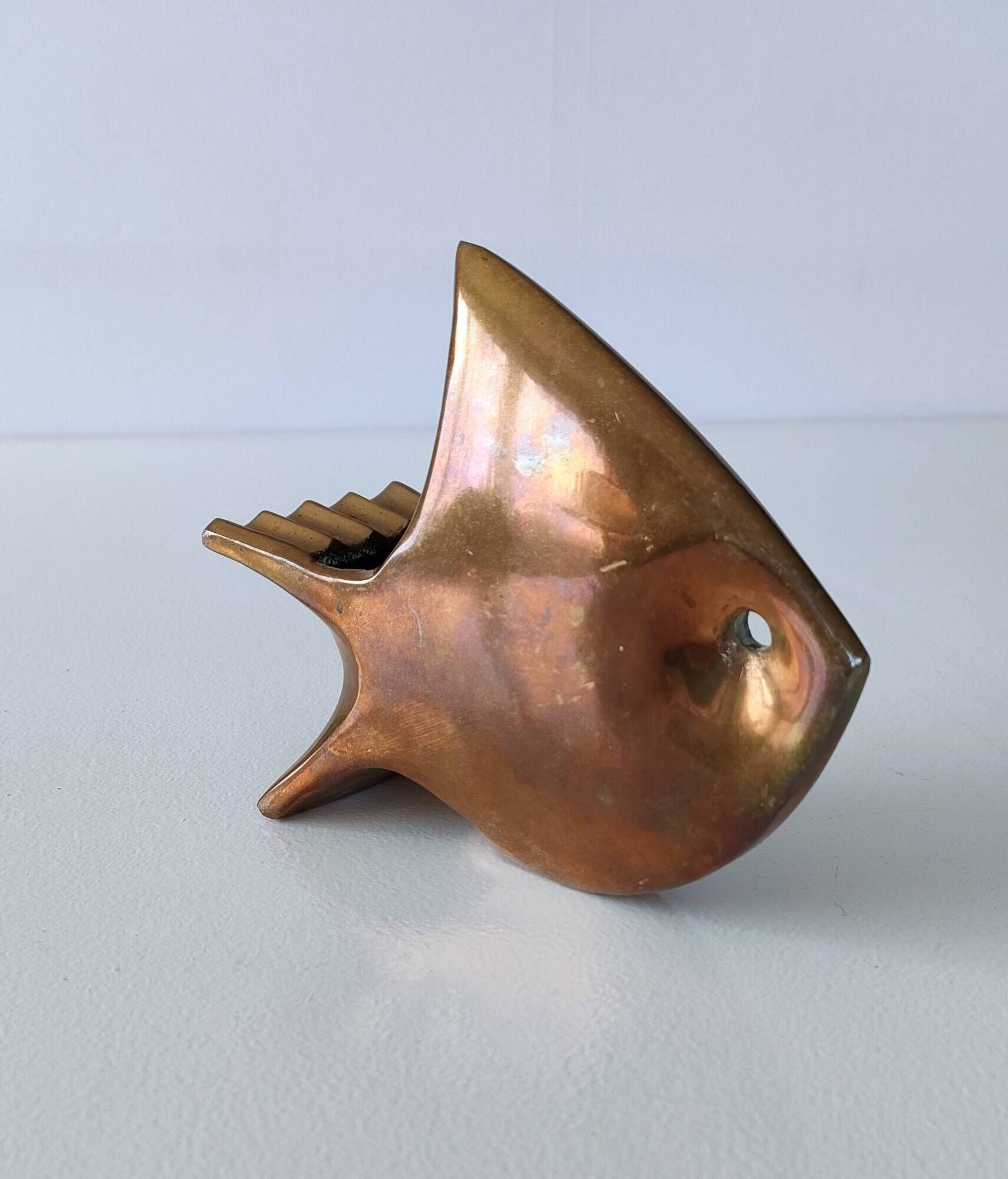 André Bloc - Sculpture/Modernist Ashtray Angel Fish - 50s - Bronze
