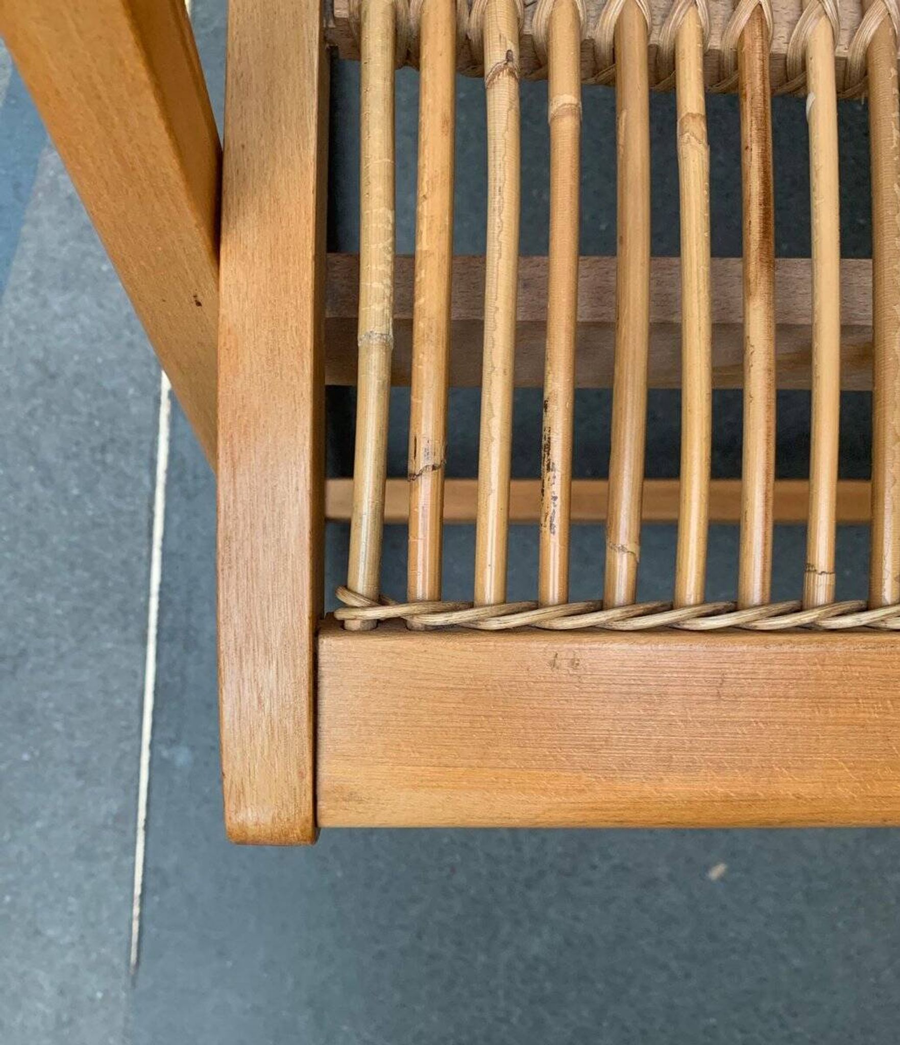 Mid-century German rattan rocking chair from Deutschen Werkstätten Hellerau, 1960s.