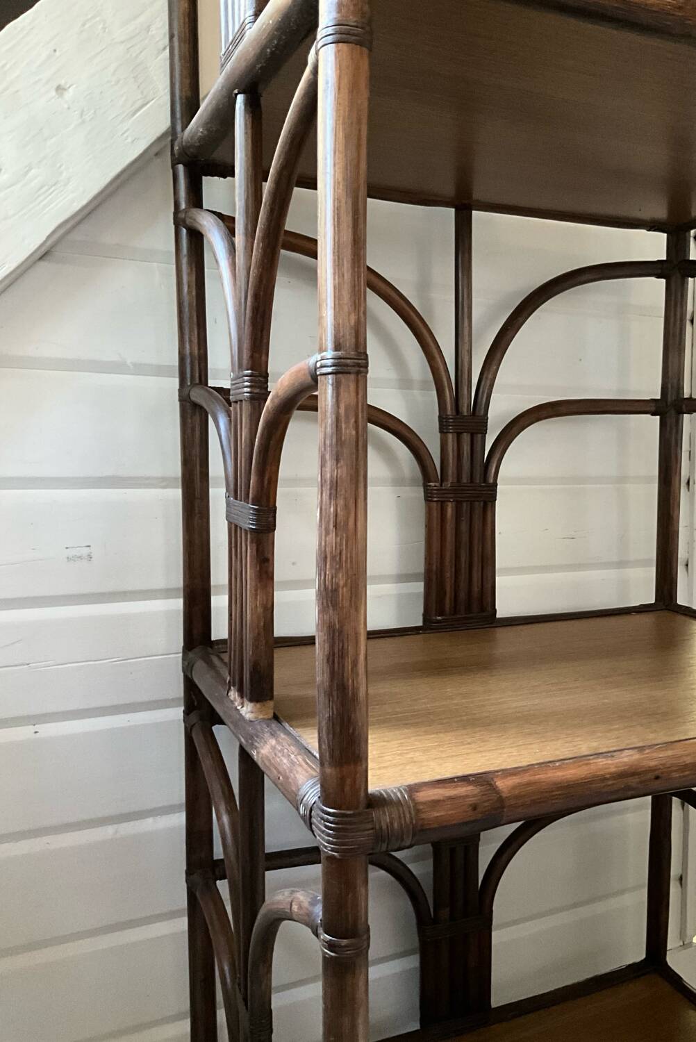 Vintage rattan bookcase from the 70s