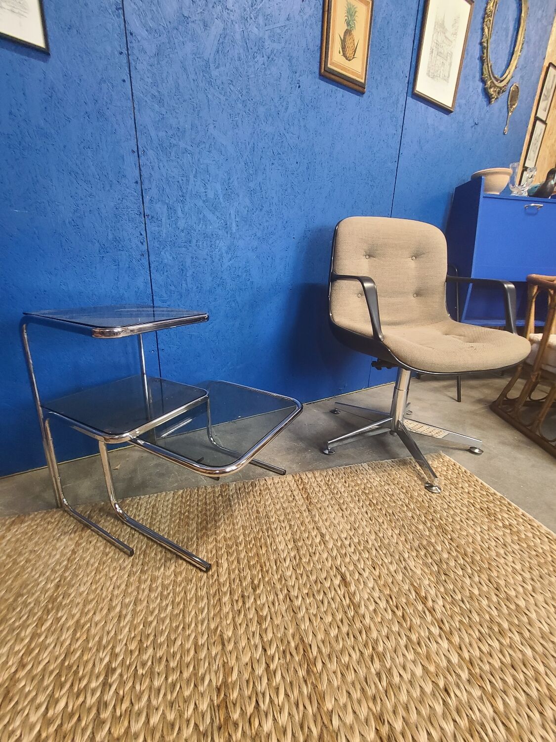 Armchair set with 2 space age tables