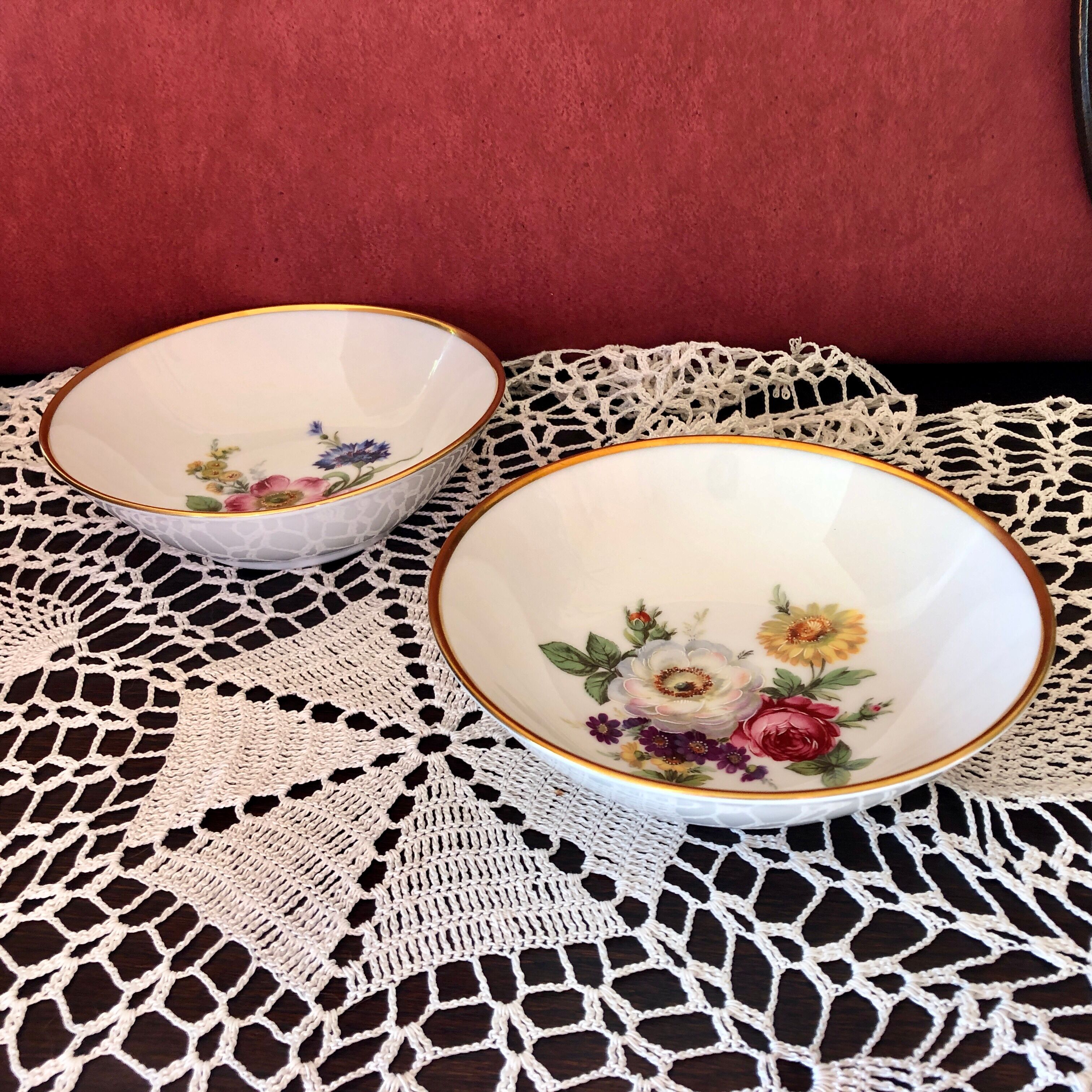 Set of 2 porcelain cups floral decoration KAISER