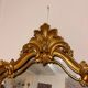 Antique Large Gilded Mirror in Wood Louis XVI Style with Quiver Pediment