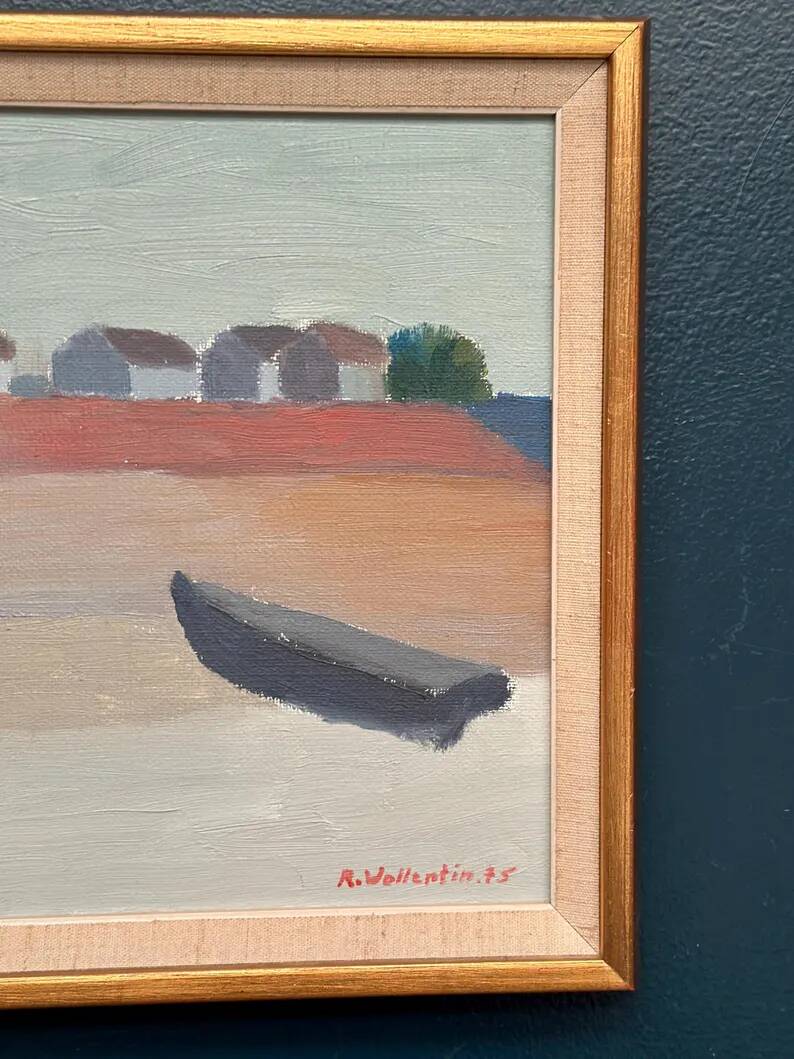 Original  Swedish Oil on Canvas – “Motif from Byxelkrok” by Raymond Wallentin – Signed & Dated 1975 – Vintage & Framed