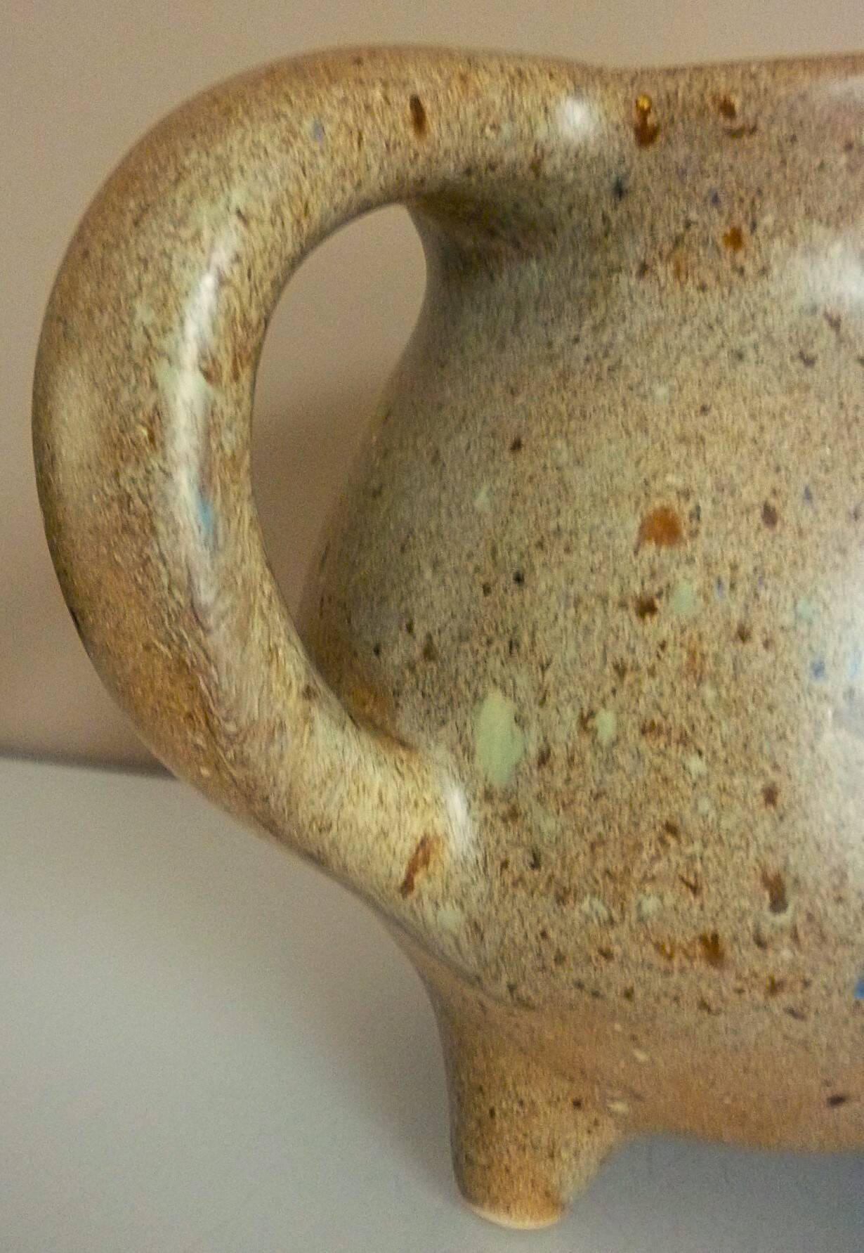 Tripod pitcher in glazed ceramic, signed Périgord pottery, 1950s/1960s