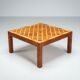 Square Italian coffee table with burl wood and inlaid parquetry top