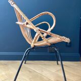 Paire de fauteuils corbeille en rotin - vers 1960.
