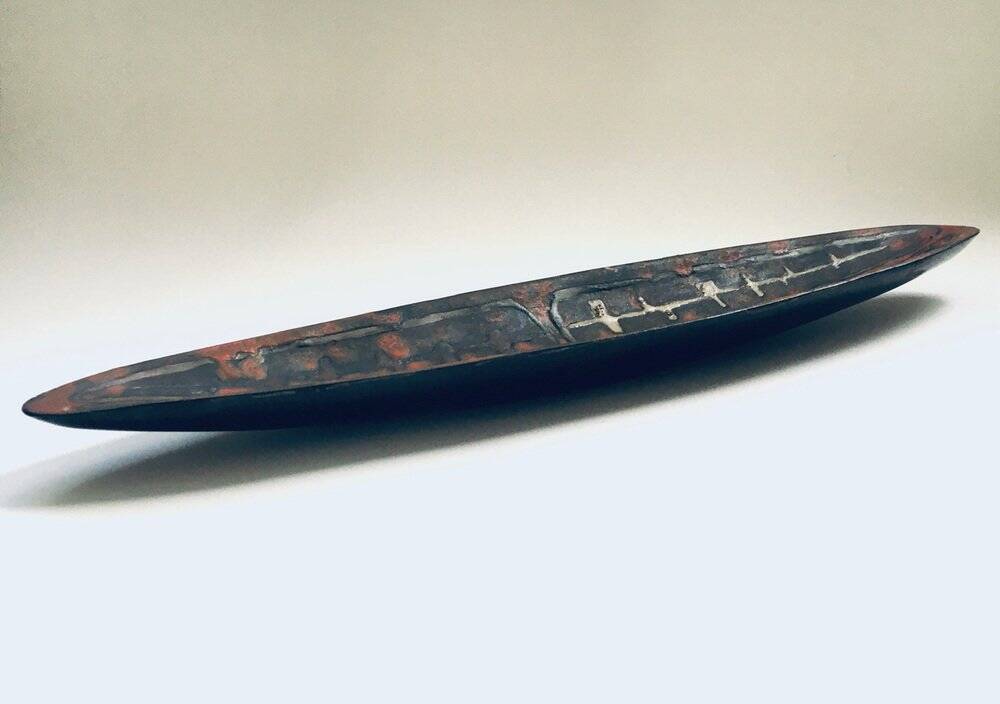 Abstract Art Ceramic Surfboard Bowl Dish from Perignem Studio, Belgium, 1960s