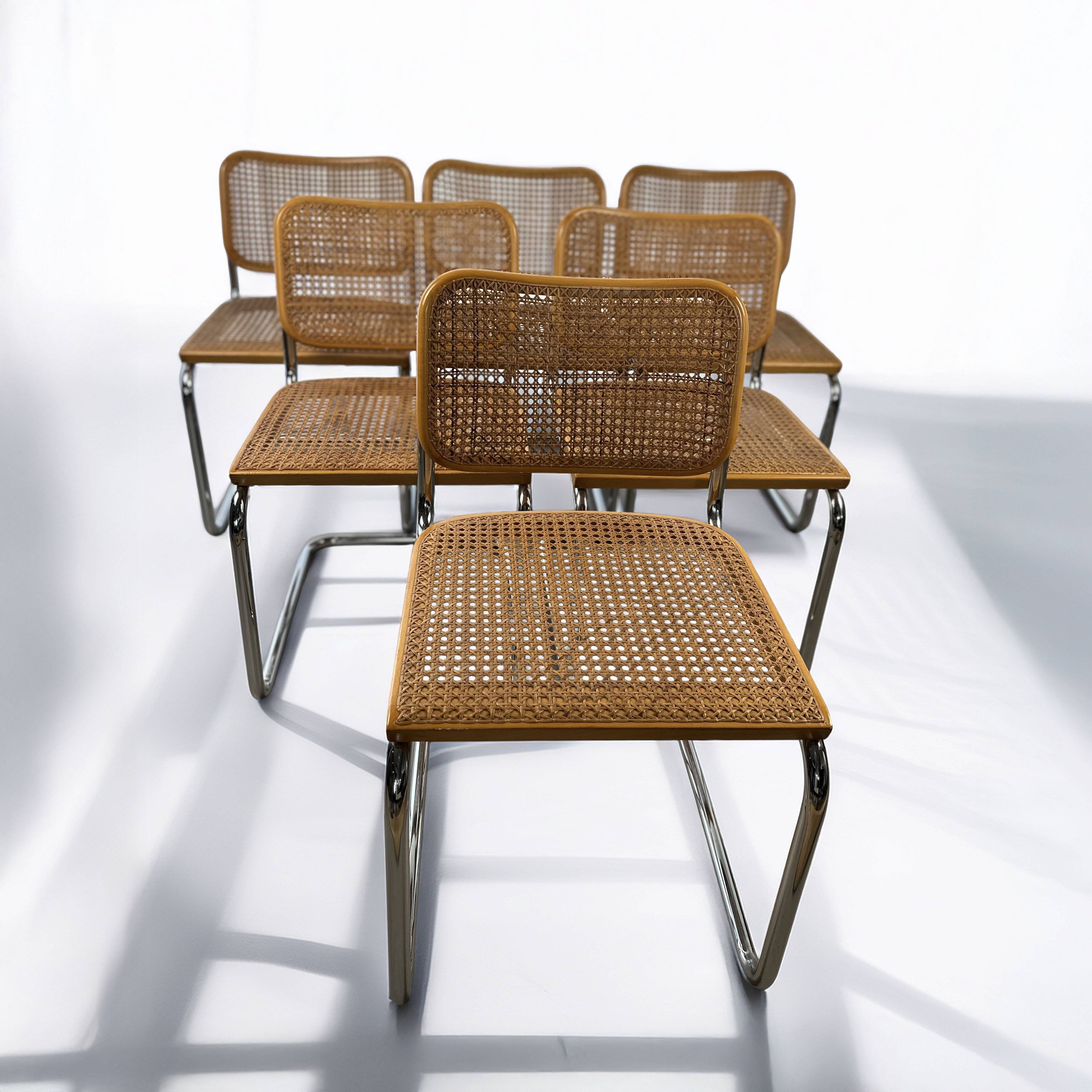 Ensemble de 6 chaises Cesca de Marcel Breuer pour Gavina, années 1960