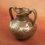 Art Nouveau glazed stoneware vase by Louis Lourioux - wolf mark