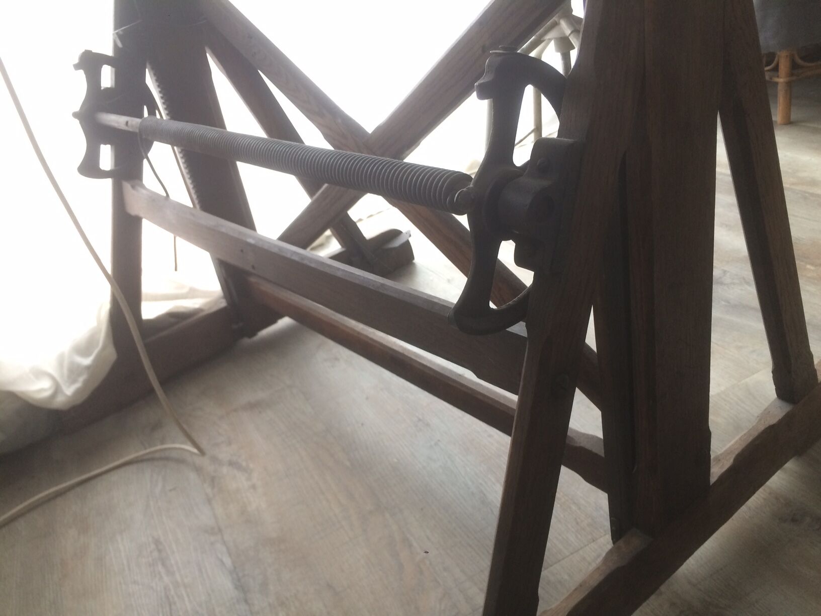Wooden architect's table and metal movable arm 1950