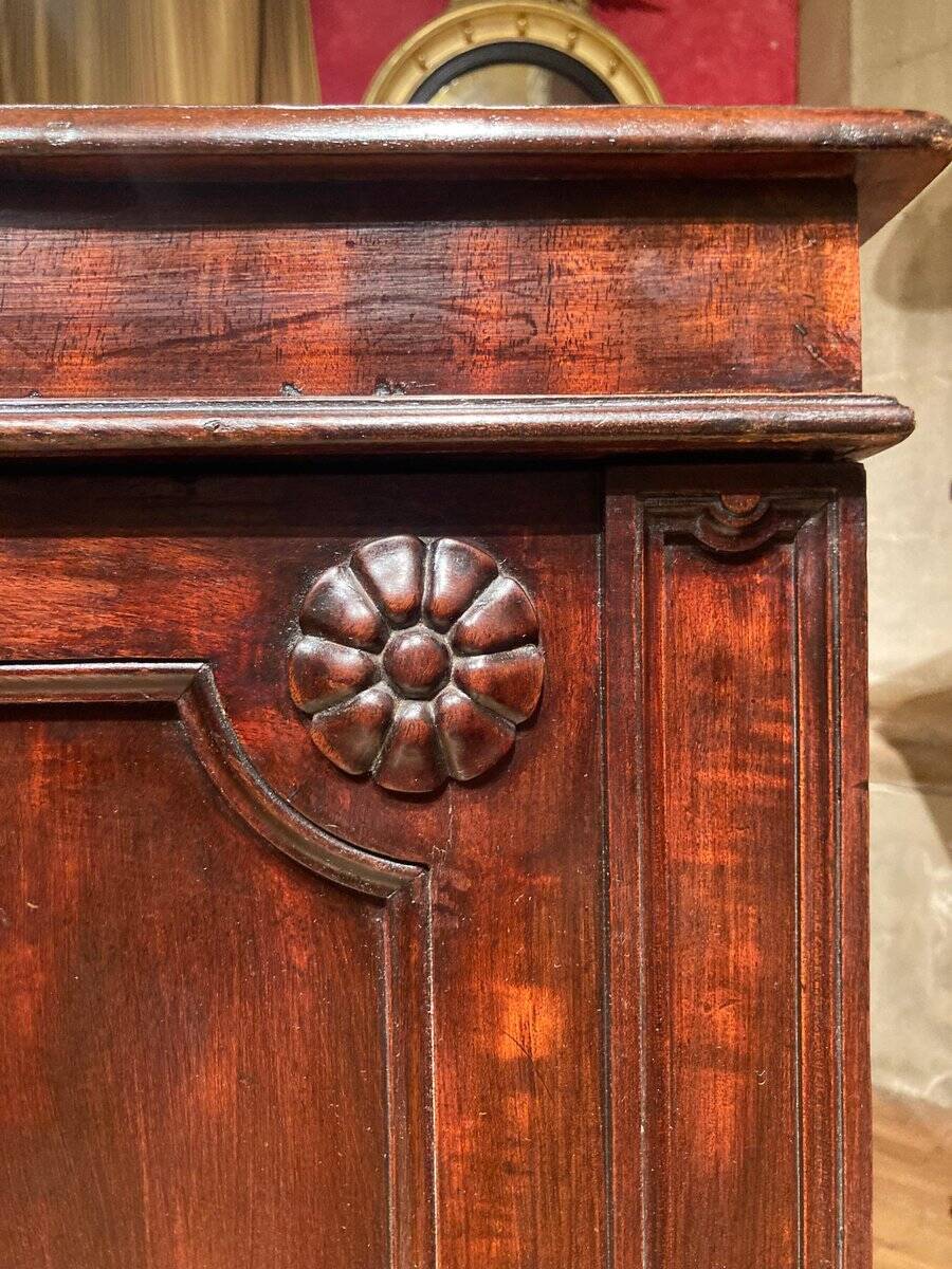 19th Century Italian Empire Mahogany Commode 2-Doors Cabinet