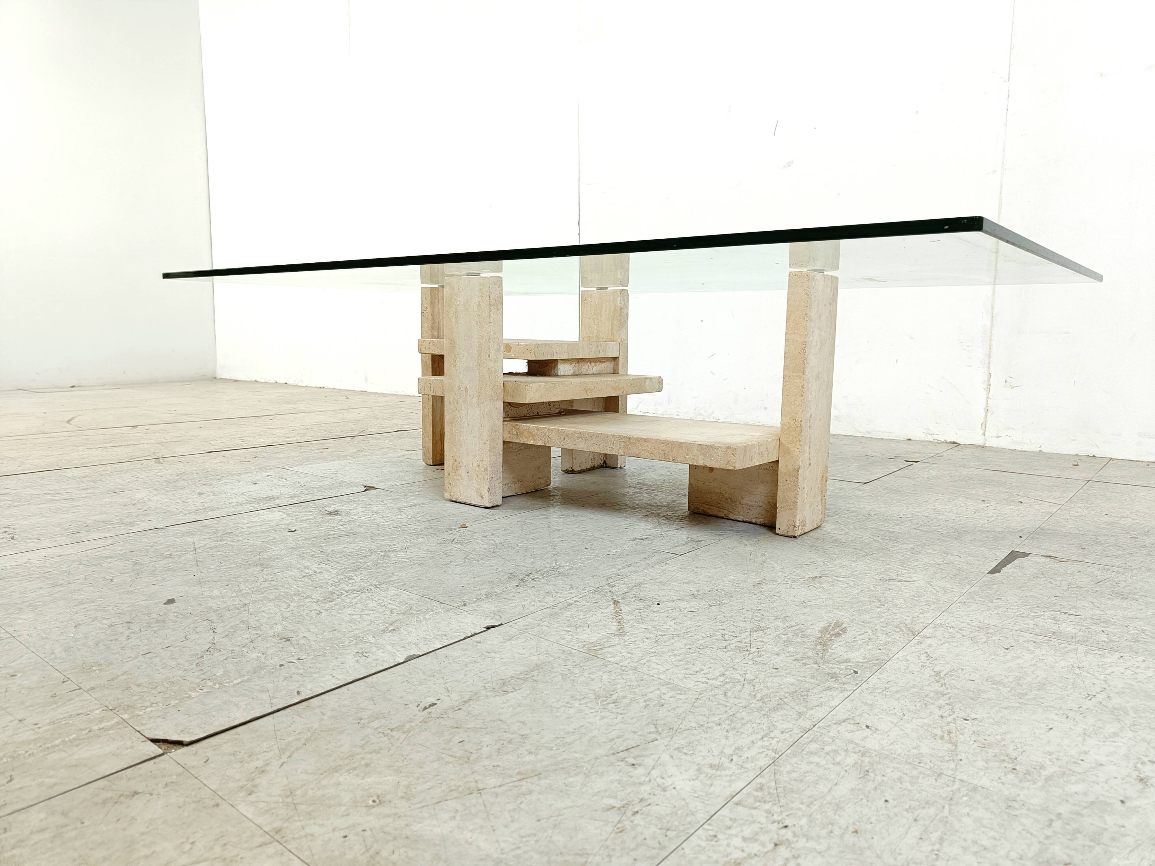 Vintage travertine coffee table, 1970s