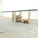 Table basse vintage en travertin, 1970