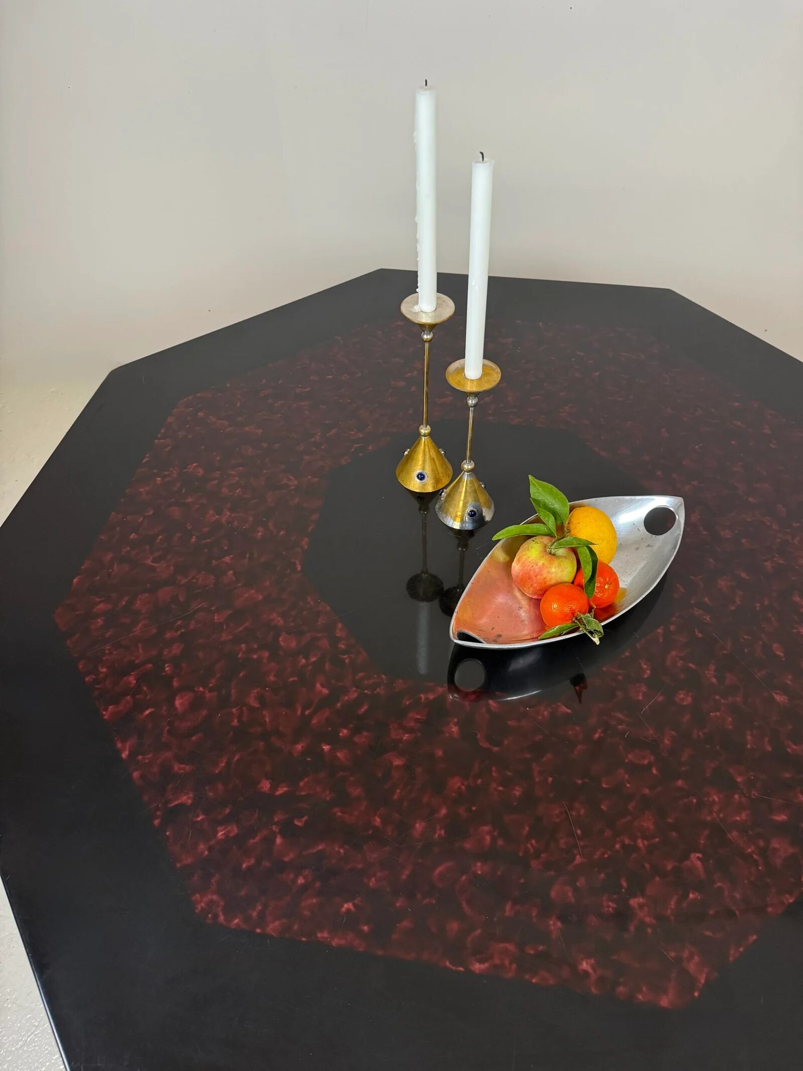 Octagonal dining table in resin, Italy 1970s