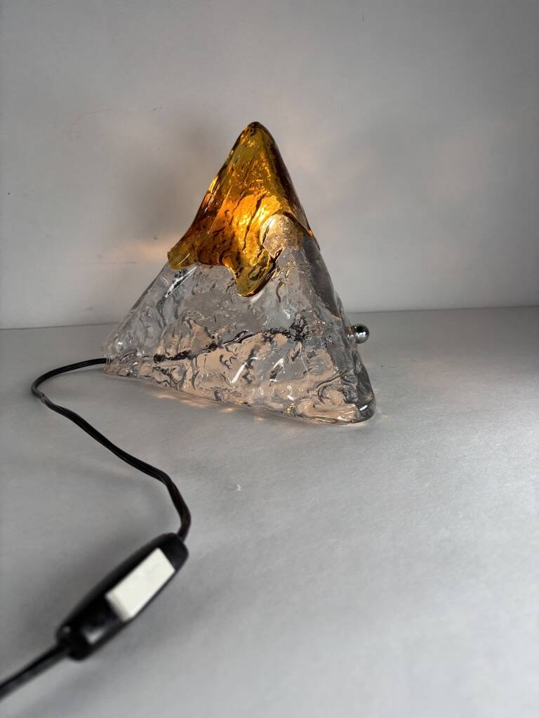 Mazzega Nason Murano orange pyramid lamp 1970 vintage Italy
