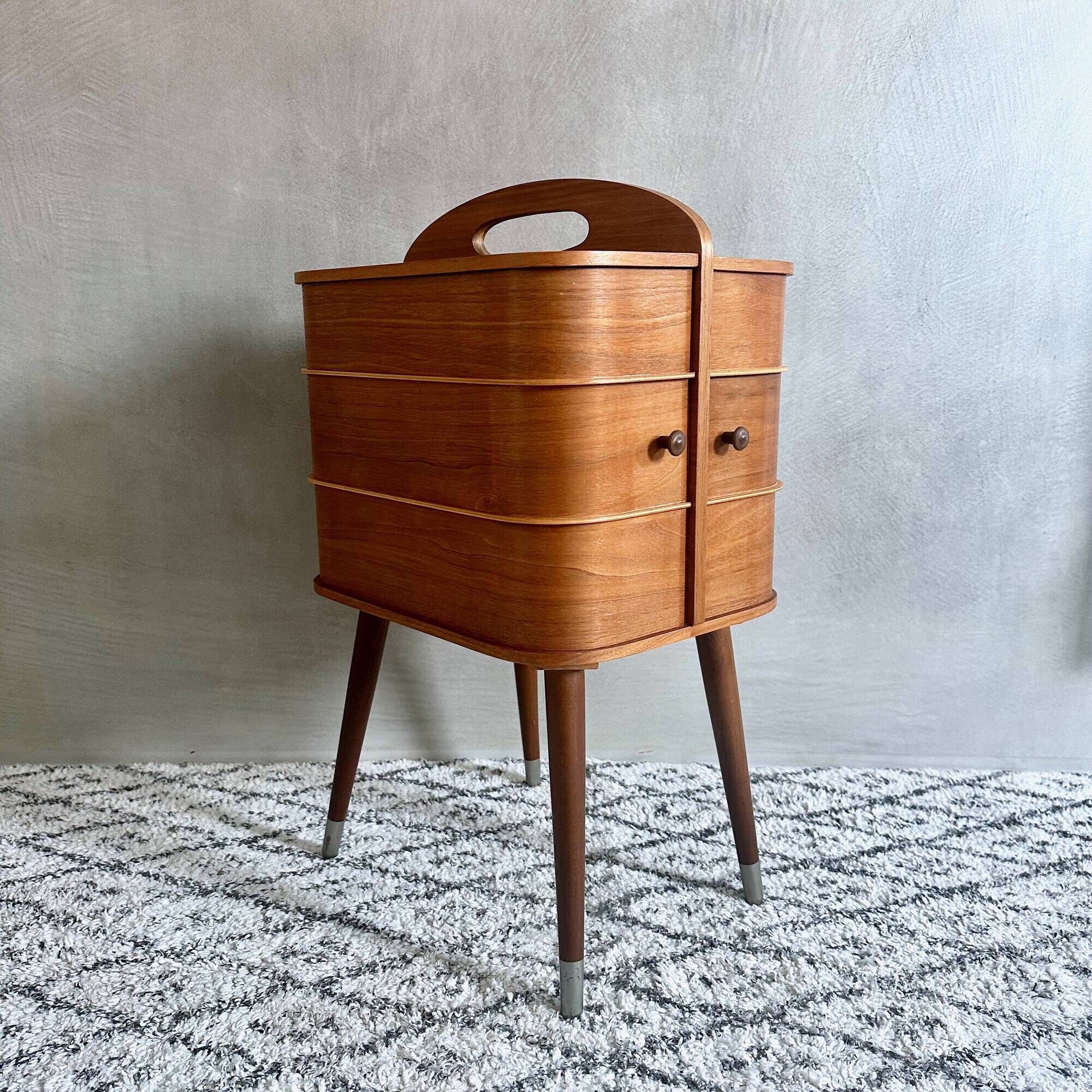 Mid Century sewing box, sewing table, side table, Danish Design, Vintage 60's