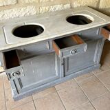 Antique bathroom furniture double sink marble top