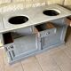 Meuble de salle de bain ancien double vasque plateau marbre