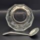 Art Deco thick crystal/glass bowl, silver-plated metal pedestal.