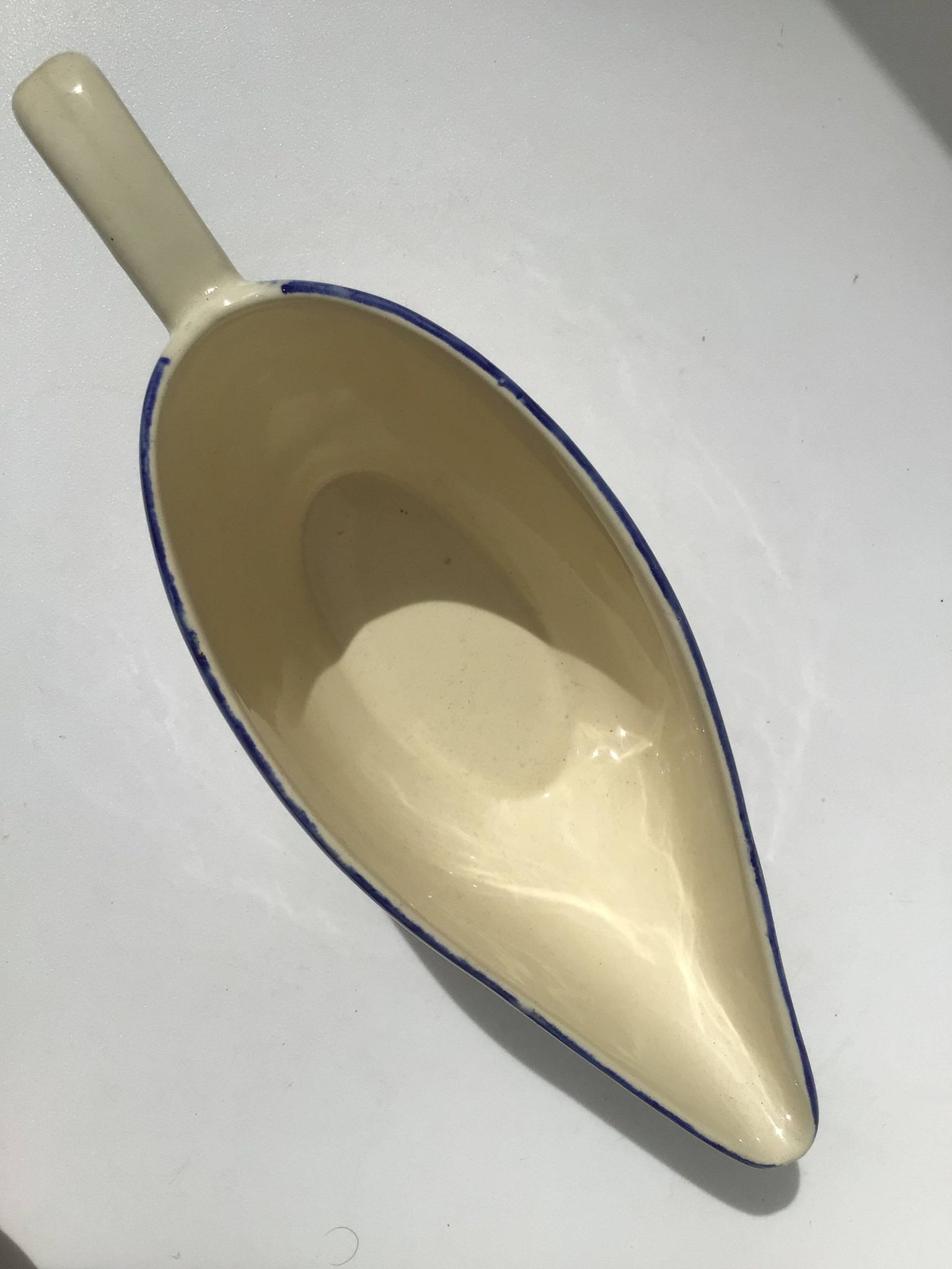 Sauceboat Mary Lou Digoin Sarreguemines blue rim