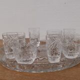 Presentation service 8 glasses and its Bohemian Crystal style dish