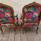 Pair of Louis XV style armchairs