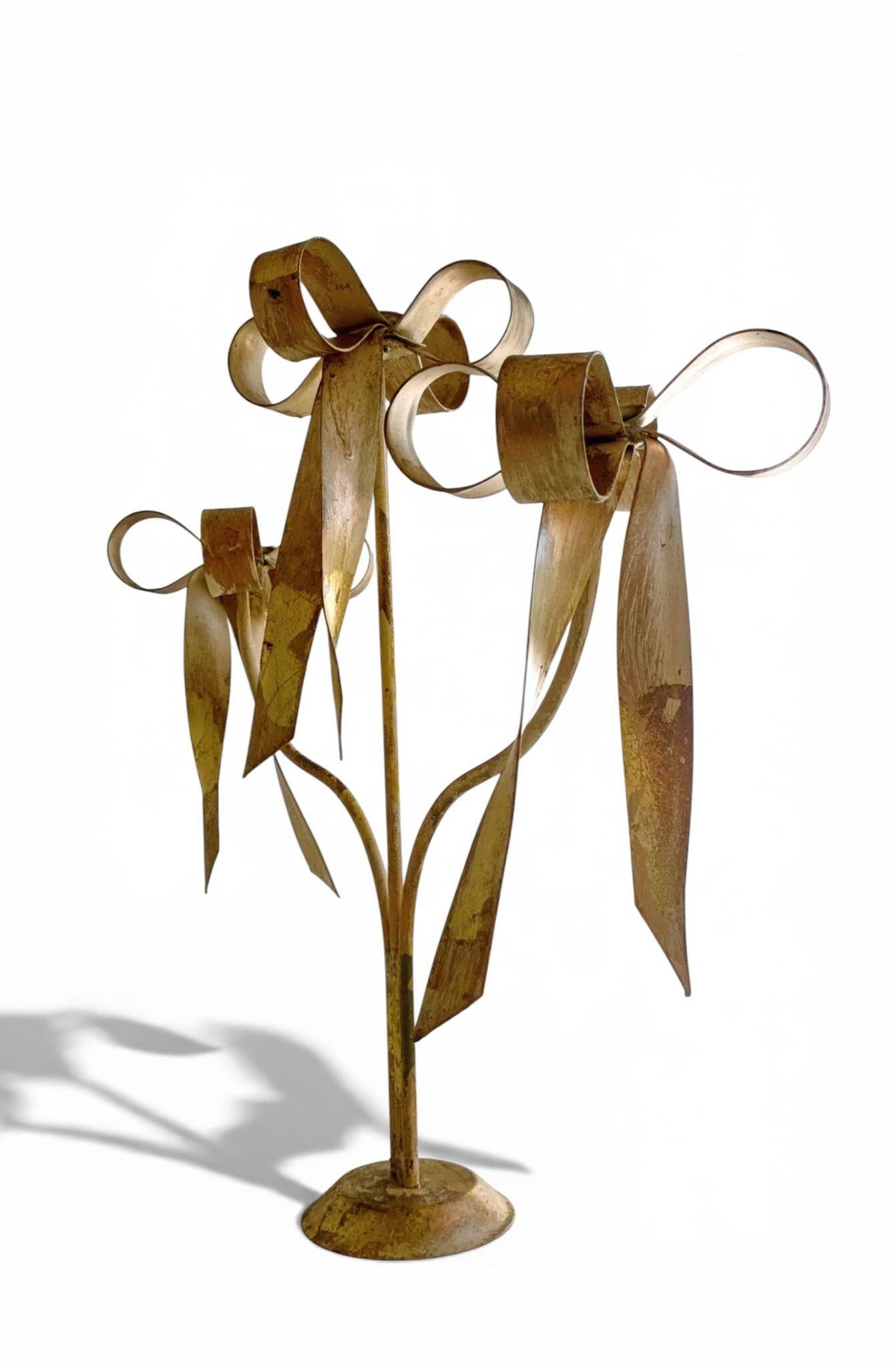 Large Gilt Wrought Iron Candelabra with Patina in Maison Jansen Style
