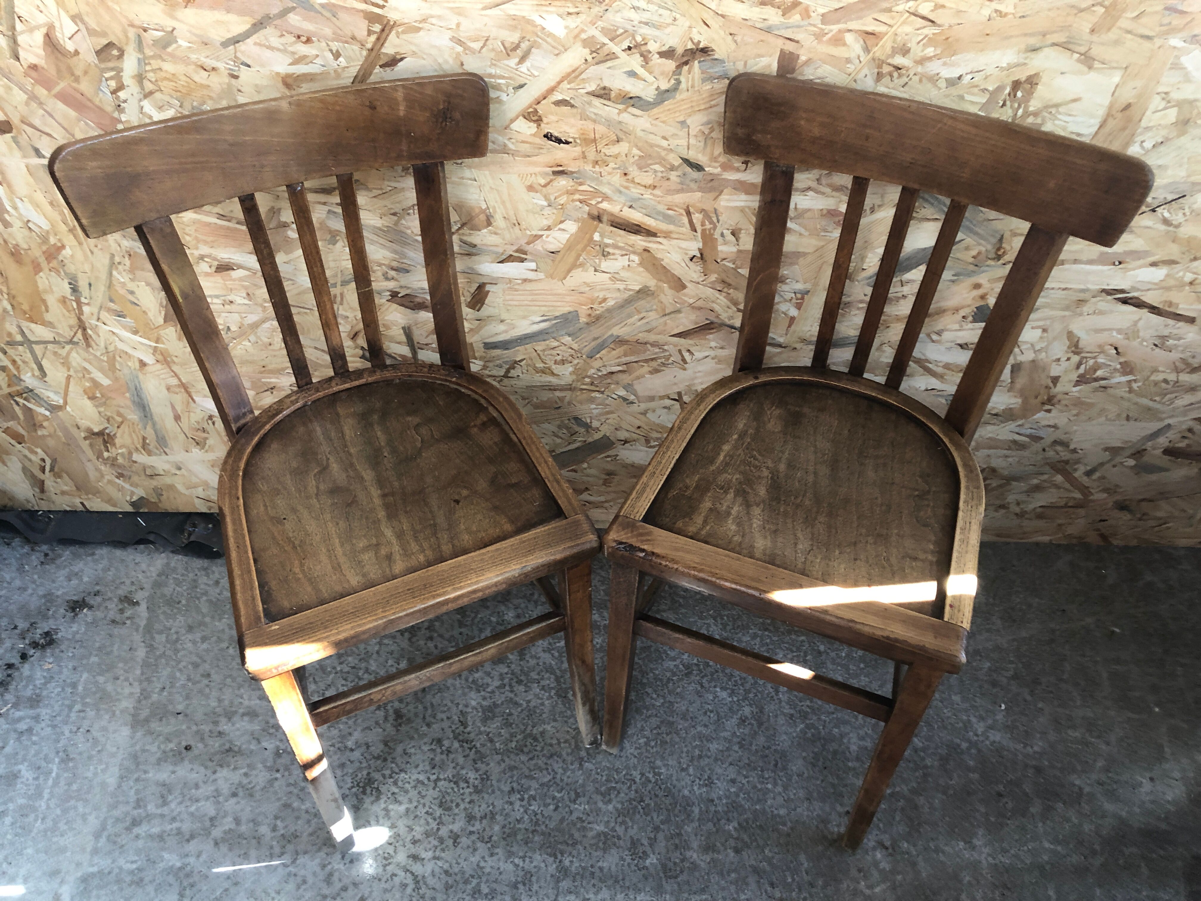 Pair chair bistro vintage wood