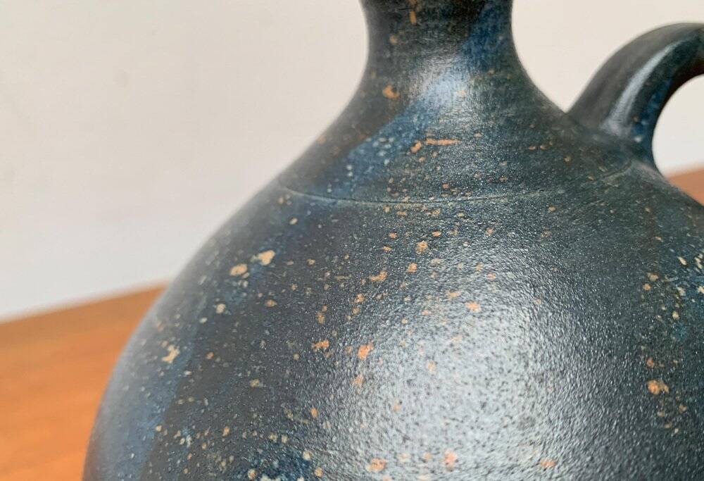 Vintage German brutalist studio pottery vase carafe by Gerhard Liebenthron, 1980.