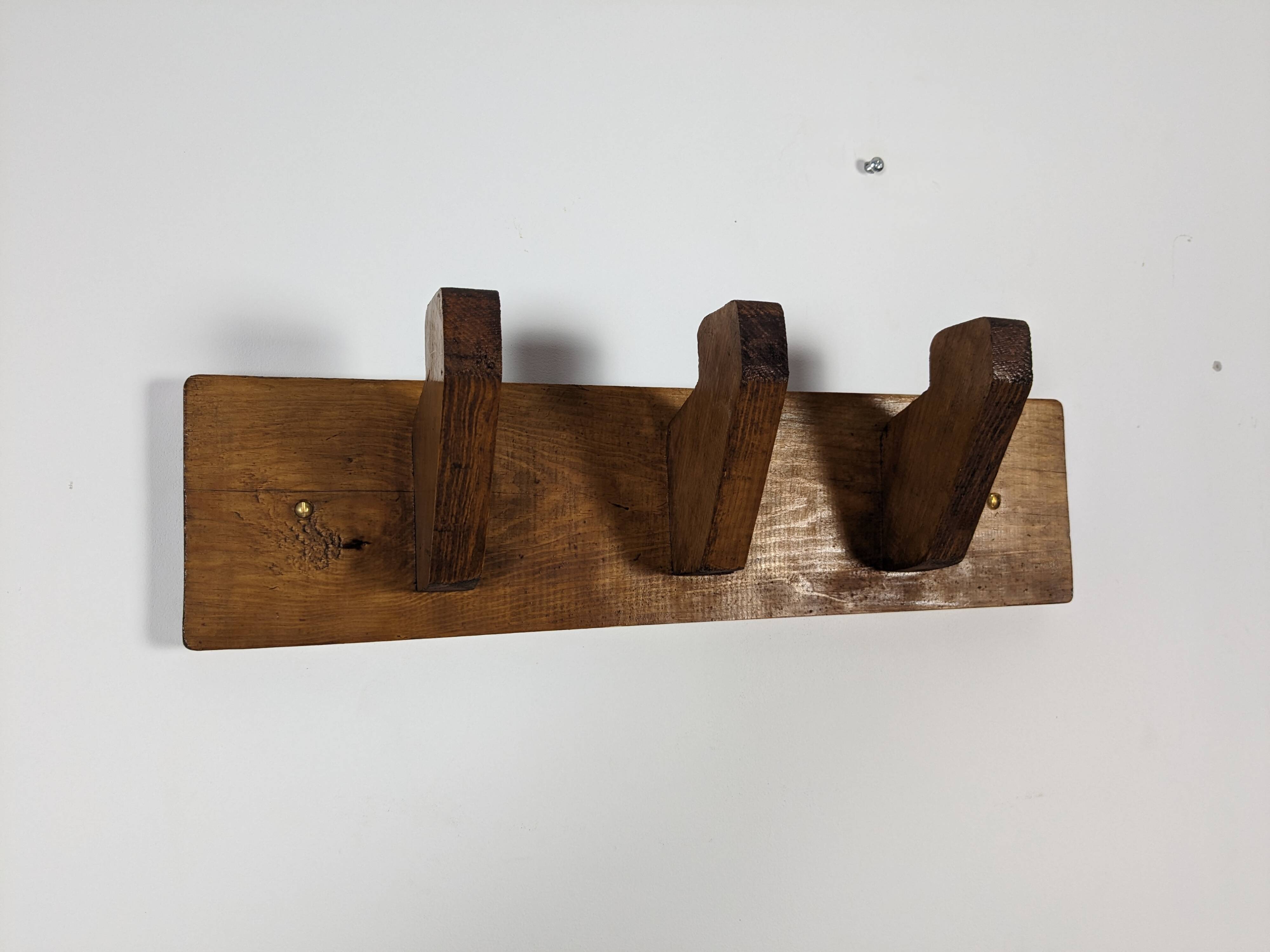 Patère triple vintage esprit art déco en bois massif